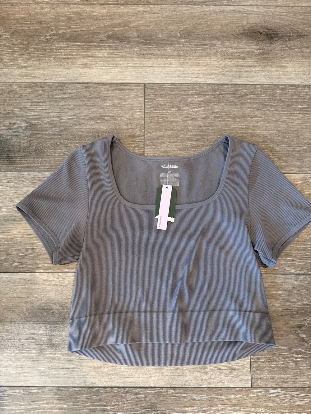 Wild Fable Ribbed Scoop Crop Top - Slate Gray